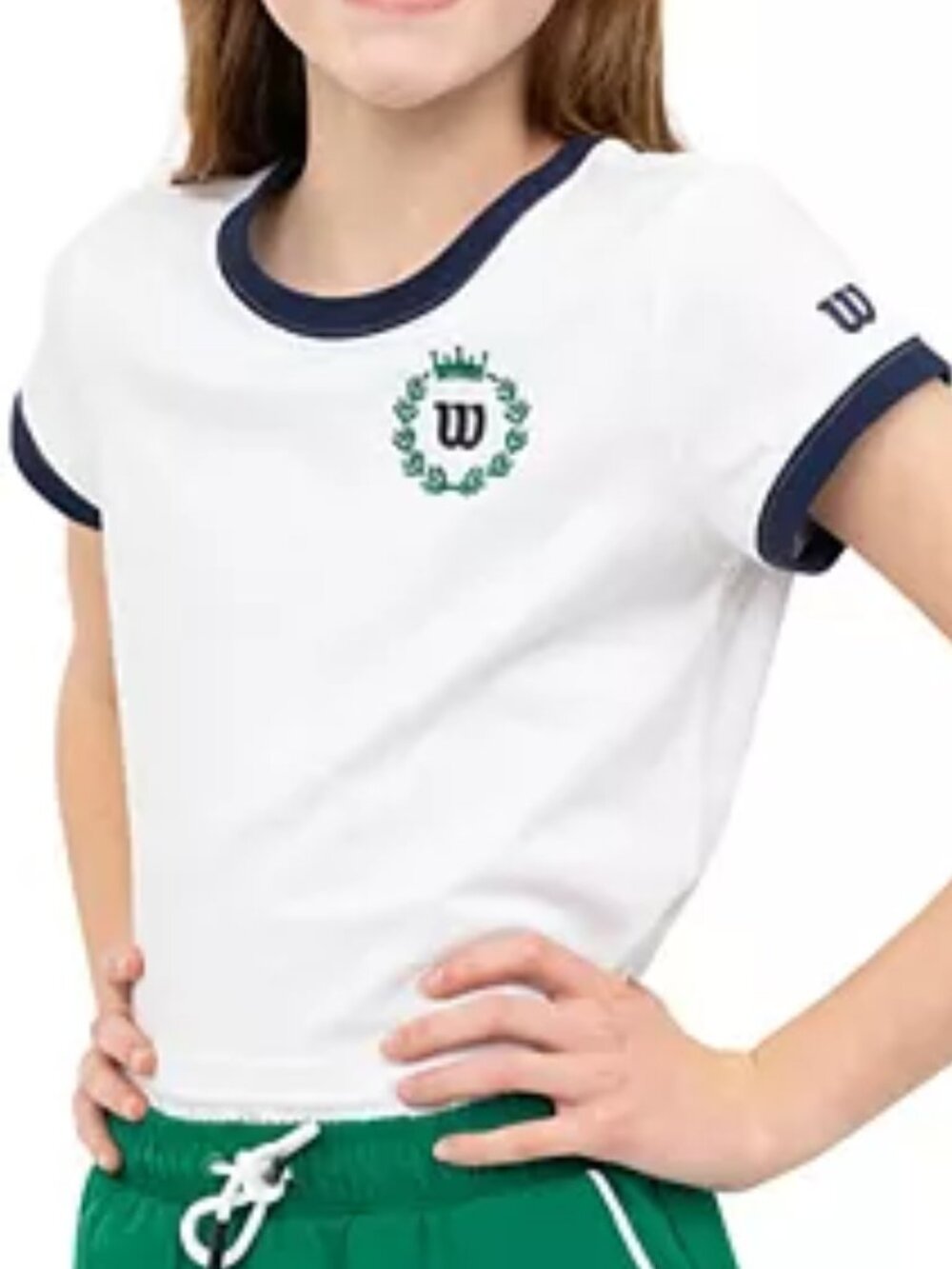 Girls Wilson Crest Baby Tee, Girl's, Size: Small (7/8), White